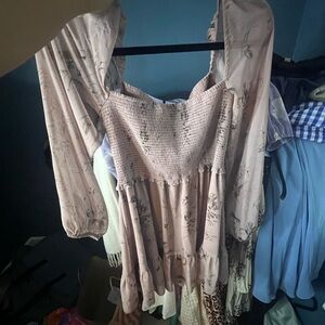 Aritzia brown short long sleeve dress